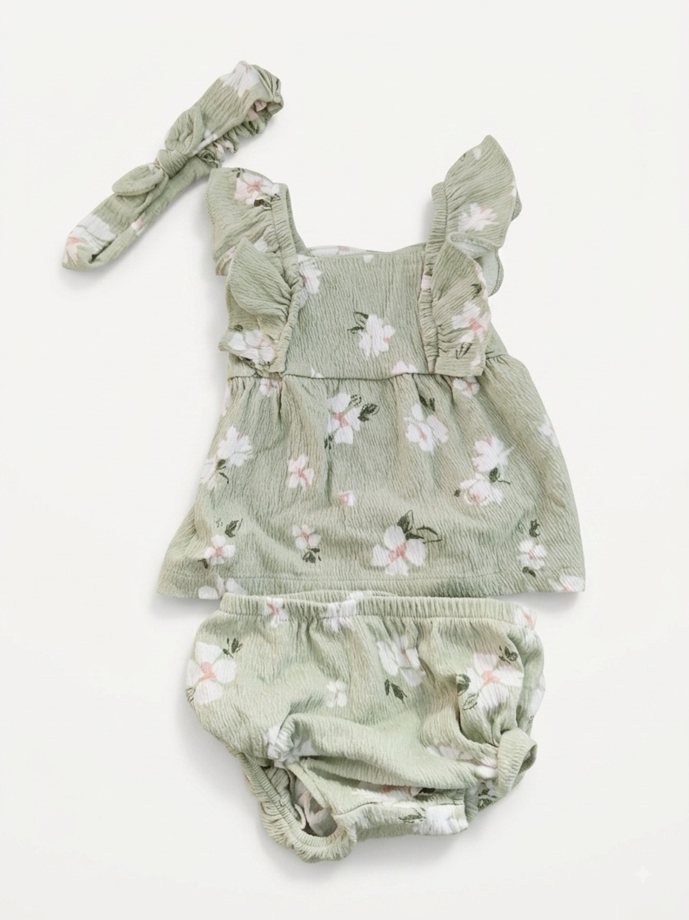 Carters Baby Floral Ruffle Tank Set in Sage Green